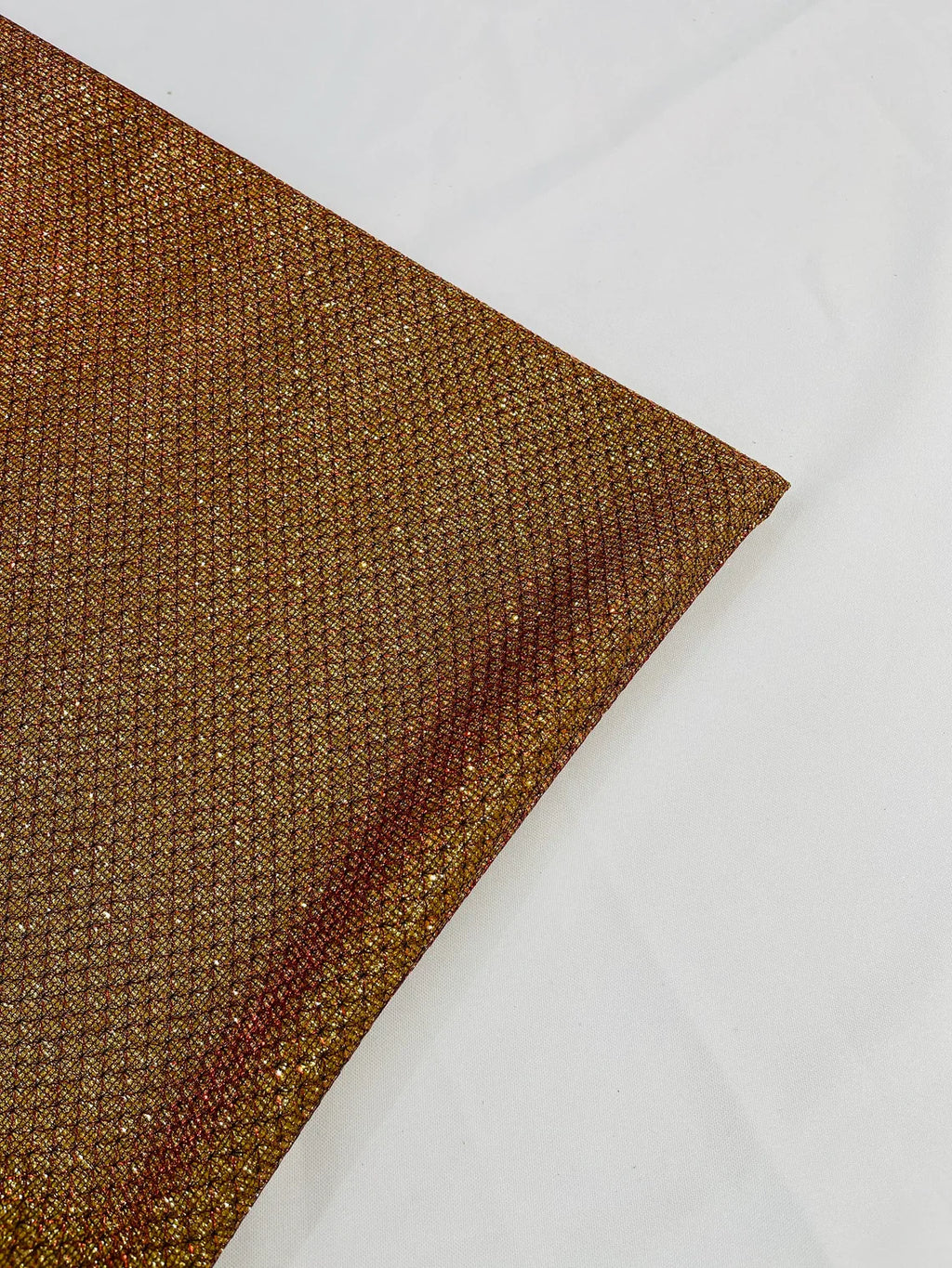 Diamond Shimmer Glitter Fabric - Gold / Red - Sparkle Stretch Luxury Shiny Fabric By Yard