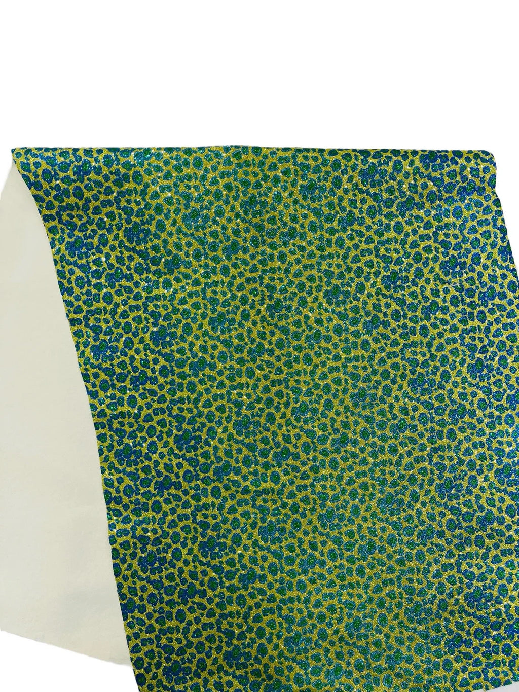 Chunky Leopard Glitter Vinyl - Gold / Turquoise - 54" Wide Crafting Glitter Vinyl Fabric By Yard