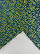 Chunky Leopard Glitter Vinyl - Gold / Turquoise - 54" Wide Crafting Glitter Vinyl Fabric By Yard