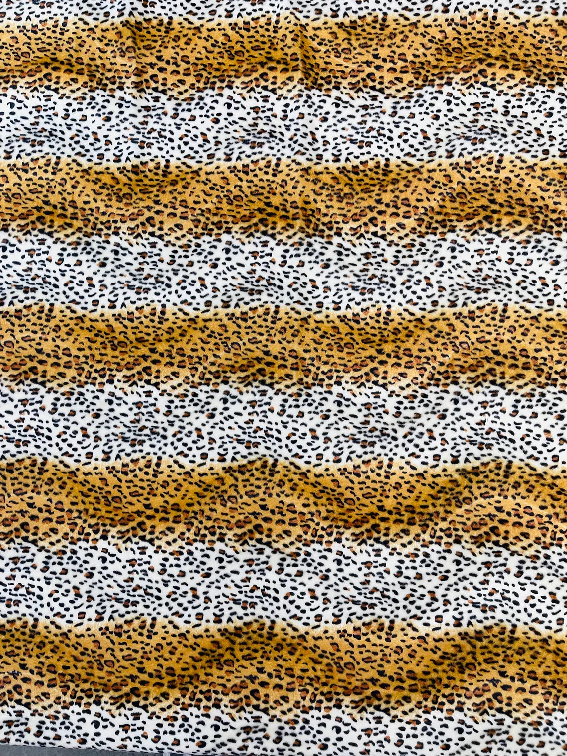 Leopard Velboa Faux Fur Fabric - Gold / White - Cheetah Animal Print Velboa Fabric Sold By The Yard
