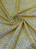 Beaded Glitter Tulle Fabric - Gold - 60" Wide Shiny Glitter Mesh Fabric Sold By The Yard