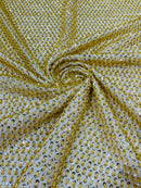Beaded Glitter Tulle Fabric - Gold - 60" Wide Shiny Glitter Mesh Fabric Sold By The Yard