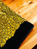 Mirror Sequins Velvet Fabric - Gold - Large Shiny Mirror Cut Sequins By Yard