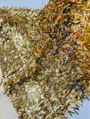 Sword Large Shiny Sequins - Gold - Hanging Iridescent Sequins On Lace Fabric By Yard