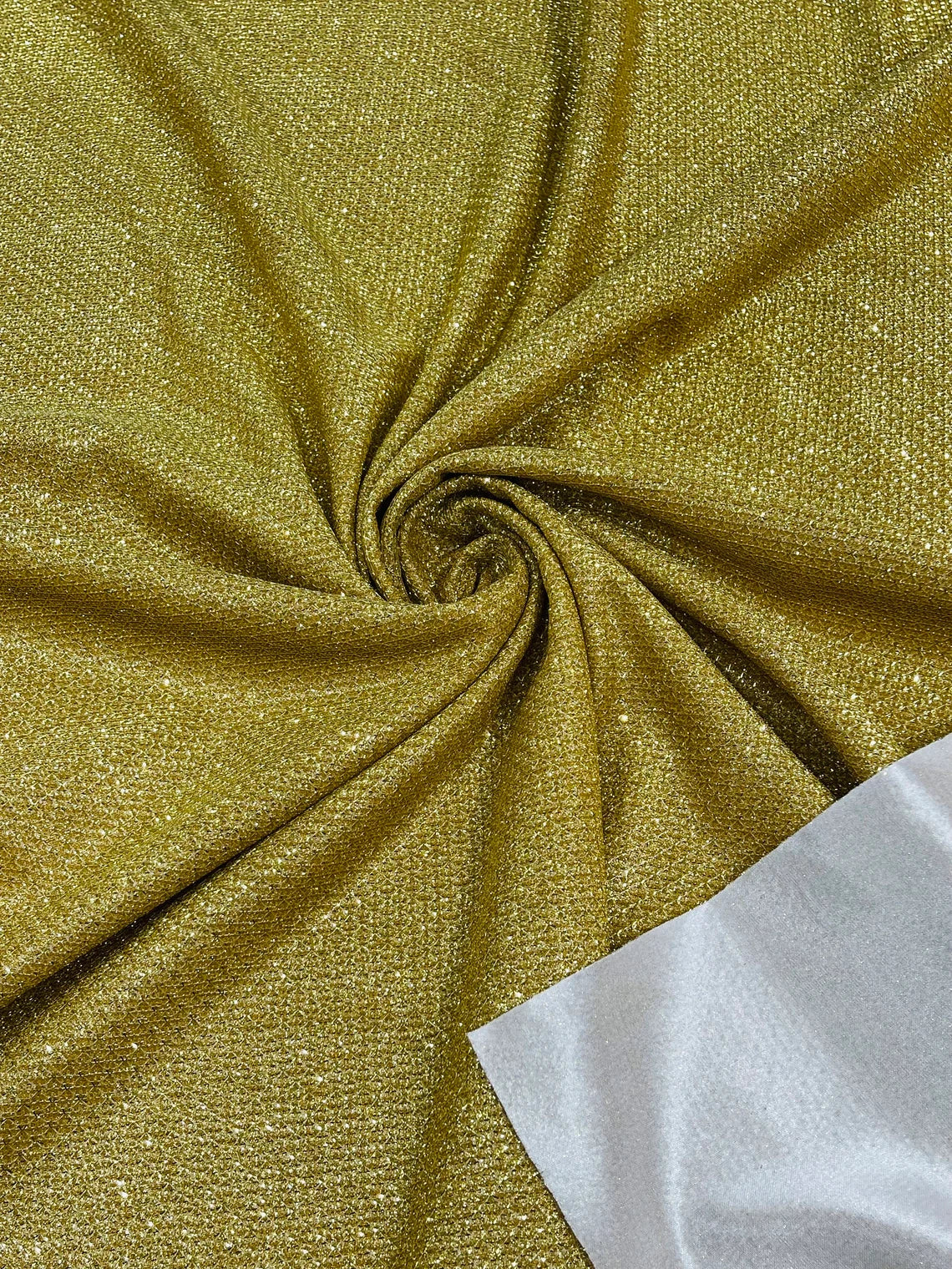 Diamond Shimmer Glitter Fabric - Gold - Sparkle Stretch Luxury Shiny Fabric By Yard