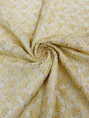 Floral Pearls and Sequins Fabric - Gold - Beaded Fabric Embroidered Lace By The Yard