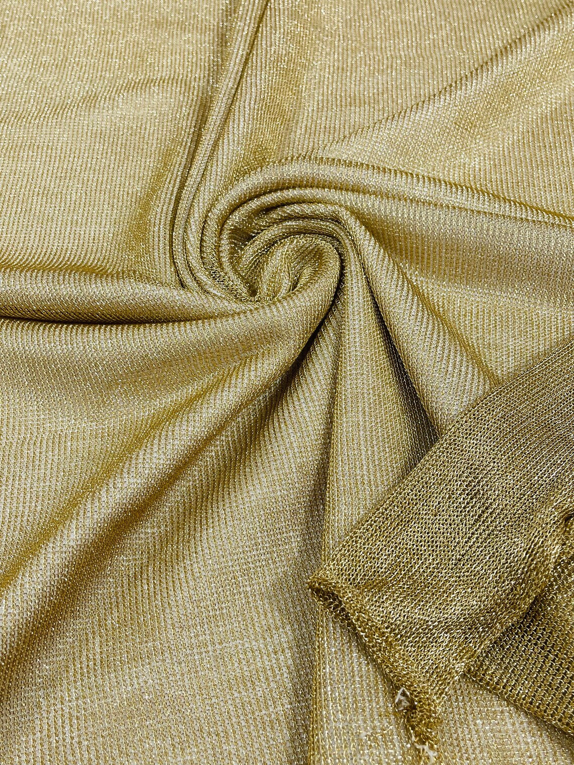 Chain Mesh Shiny Fabric - Gold - Metallic Chainmail Faux Chain Fabric Sold By The Yard