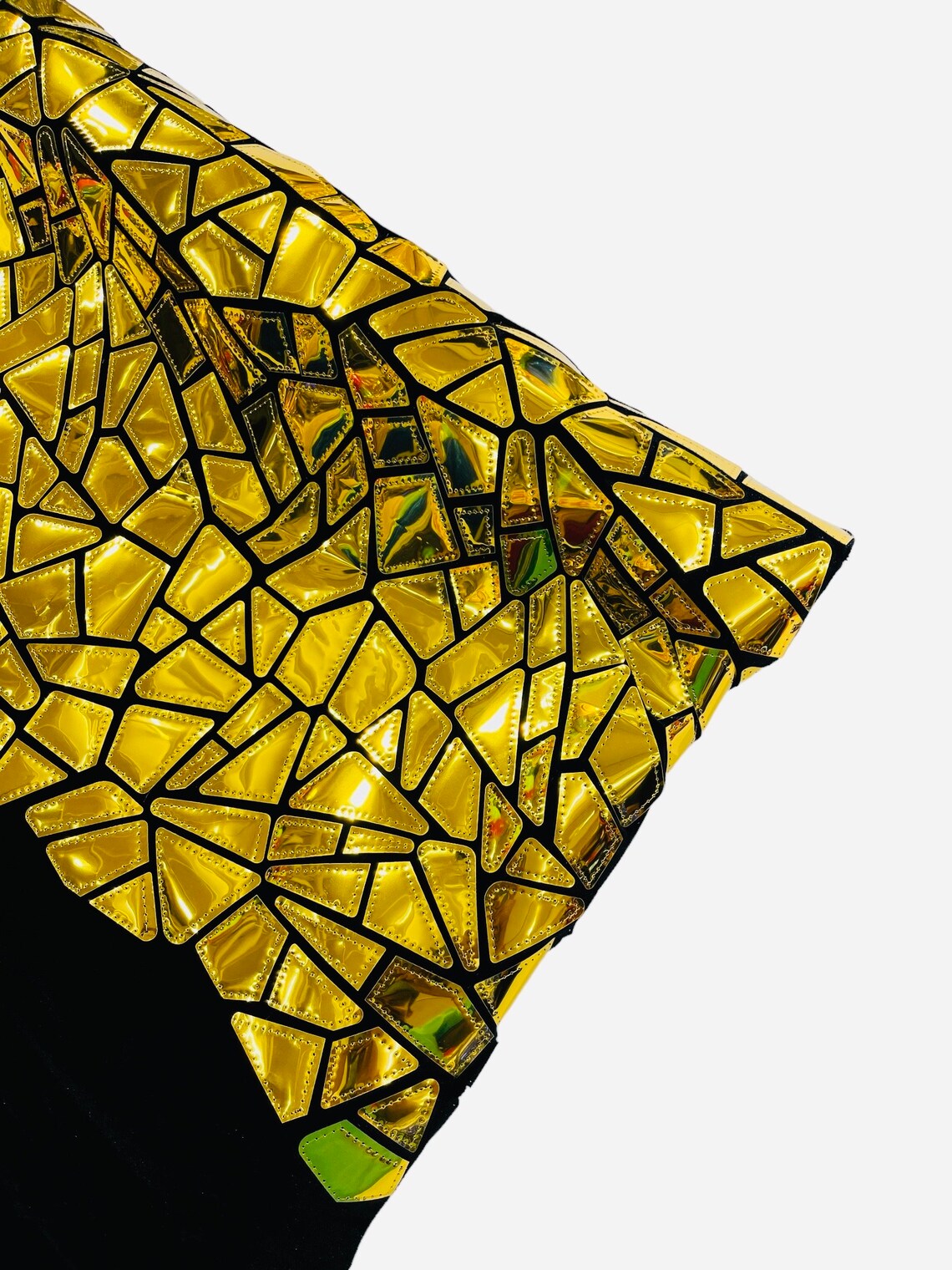 Mirror Sequins Velvet Fabric - Gold - Large Shiny Mirror Cut Sequins By Yard