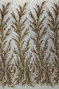 Leaf Design Stretch Sequins - Gold - 4 Way Stretch Lace Mesh Sequins Fabric by Yard