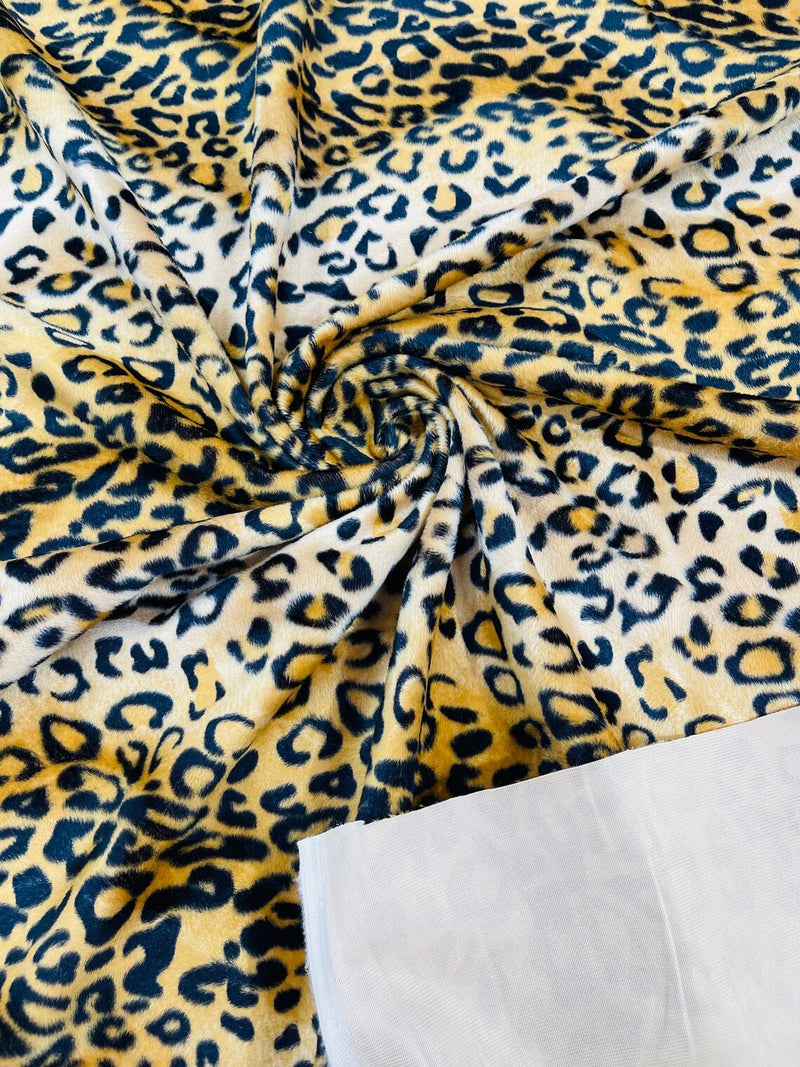 Leopard Velboa Faux Fur Fabric - Gold - Cheetah Animal Print Velboa Fabric Sold By The Yard