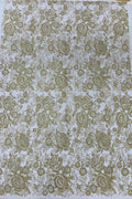 3D Rose Chunky Glitter Fabric - Gold - Rose Floral Design Glitter on Tulle Fabric Sold by Yard
