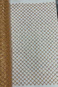 Beaded Diamond Net Fabric - Gold - Embroidered Geometric Beaded Sequins Fabric Sold By Yard