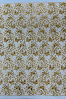 Butterfly Swirl Lace Fabric - Gold - Metallic Sequins Design on Lace Fabric By Yard