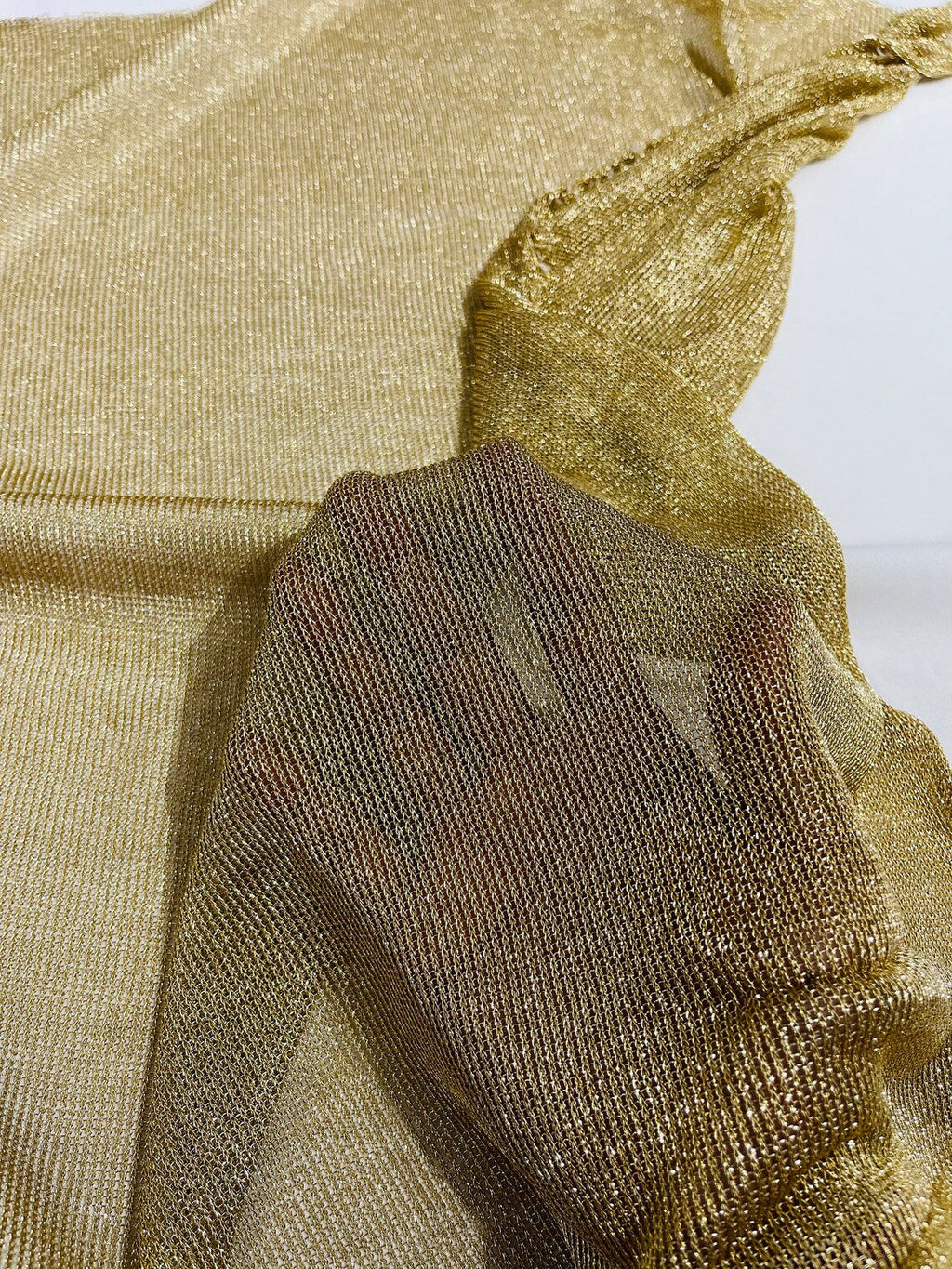 Chain Mesh Shiny Fabric - Gold - Metallic Chainmail Faux Chain Fabric Sold By The Yard