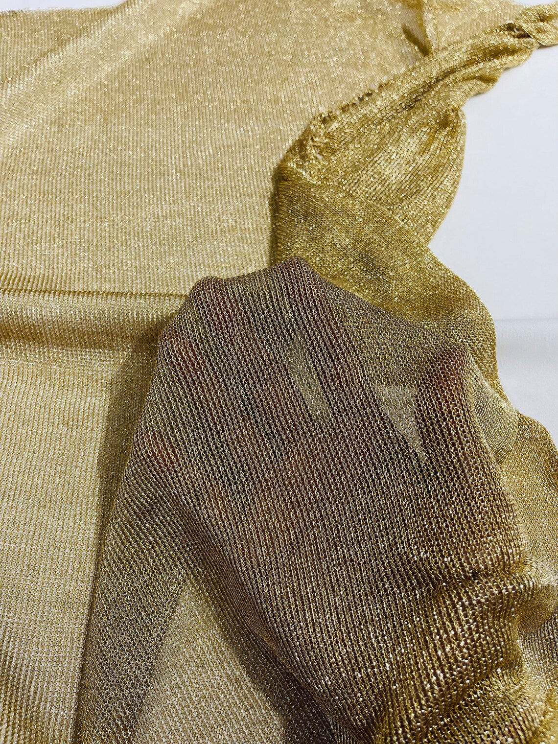 Chain Mesh Shiny Fabric - Gold - Metallic Chainmail Faux Chain Fabric Sold By The Yard