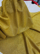 Diamond Shimmer Glitter Fabric - Gold - Sparkle Stretch Luxury Shiny Fabric By Yard