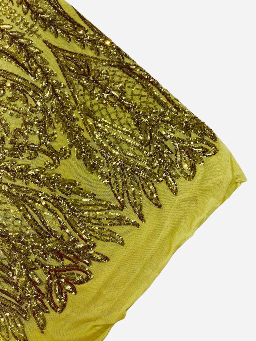 Mermaid Design Sequins Fabric - Gold - Sequins Fabric 4 Way Stretch on Mesh By Yard