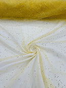 Sparkling Glitter Tulle Fabric - Gold - Sparkling Glitter Tulle Mesh Fabric Sold By Yard