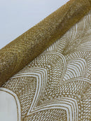 Geometric Glitter Fabric - Gold - Shimmer Glitter Geometric Design Fabric By Yard