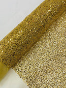 Pearl Sequins Bead Fabric - Gold - Small Beads and Sequins Embroidered on Lace By Yard
