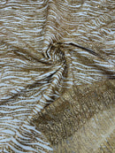 Zebra Stripe Glitter Fabric - Gold - Glitter Design Zebra Lines on Lace Fabric By Yard