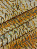 Tiger Design Spandex Fabric - Gold - 58/60" Animal Print Mystique 4 Way Stretch Fabric By Yard