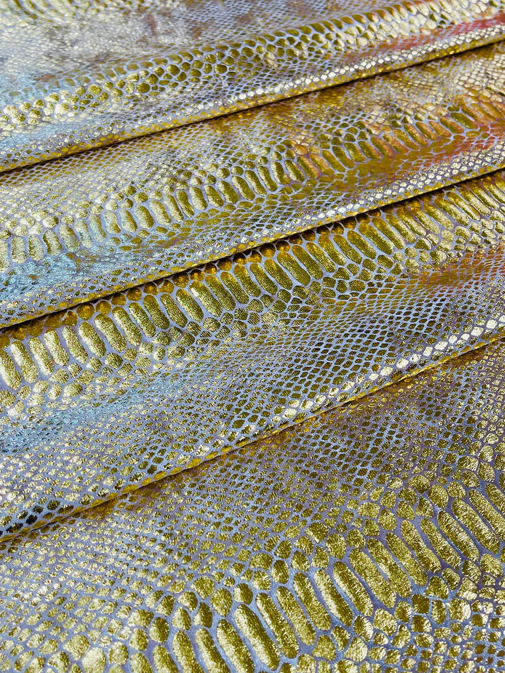 Anaconda Stretch Velvet - Gold - 58/60" Stretch Velvet Fabric with Anaconda Snake Print By Yard