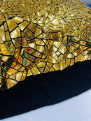 Mirror Sequins Velvet Fabric - Gold - Large Shiny Mirror Cut Sequins By Yard