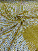 Beaded Glitter Tulle Fabric - Gold - 60" Wide Shiny Glitter Mesh Fabric Sold By The Yard