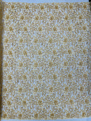 Embroidery Floral Bead Fabric - Gold - Bridal Embroidery Beaded Floral  Fabric Sold by Yard