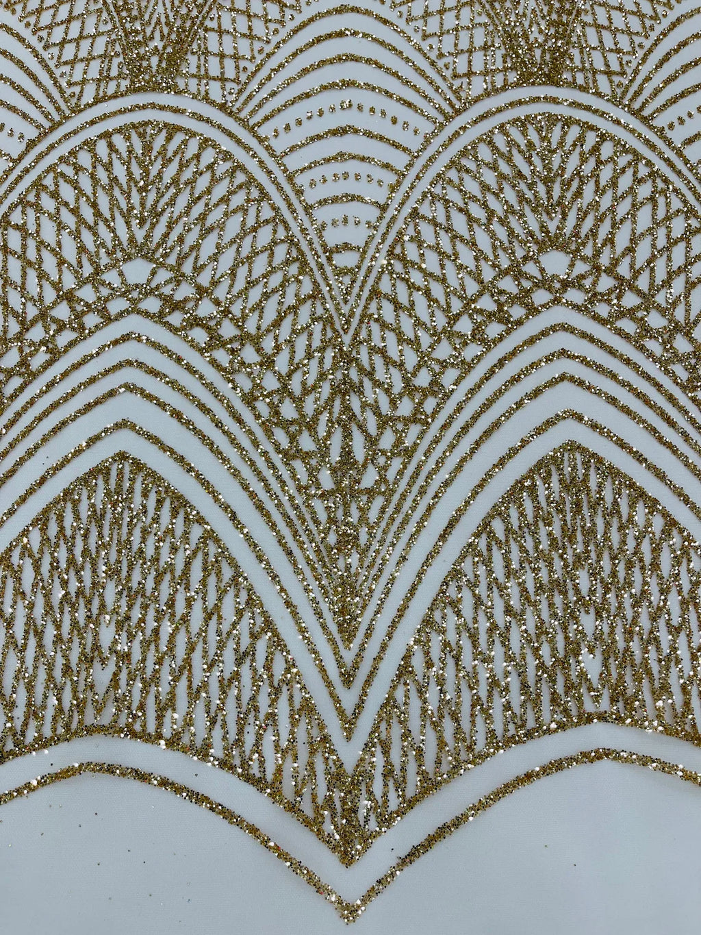 Geometric Glitter Fabric - Gold - Shimmer Glitter Geometric Design Fabric By Yard