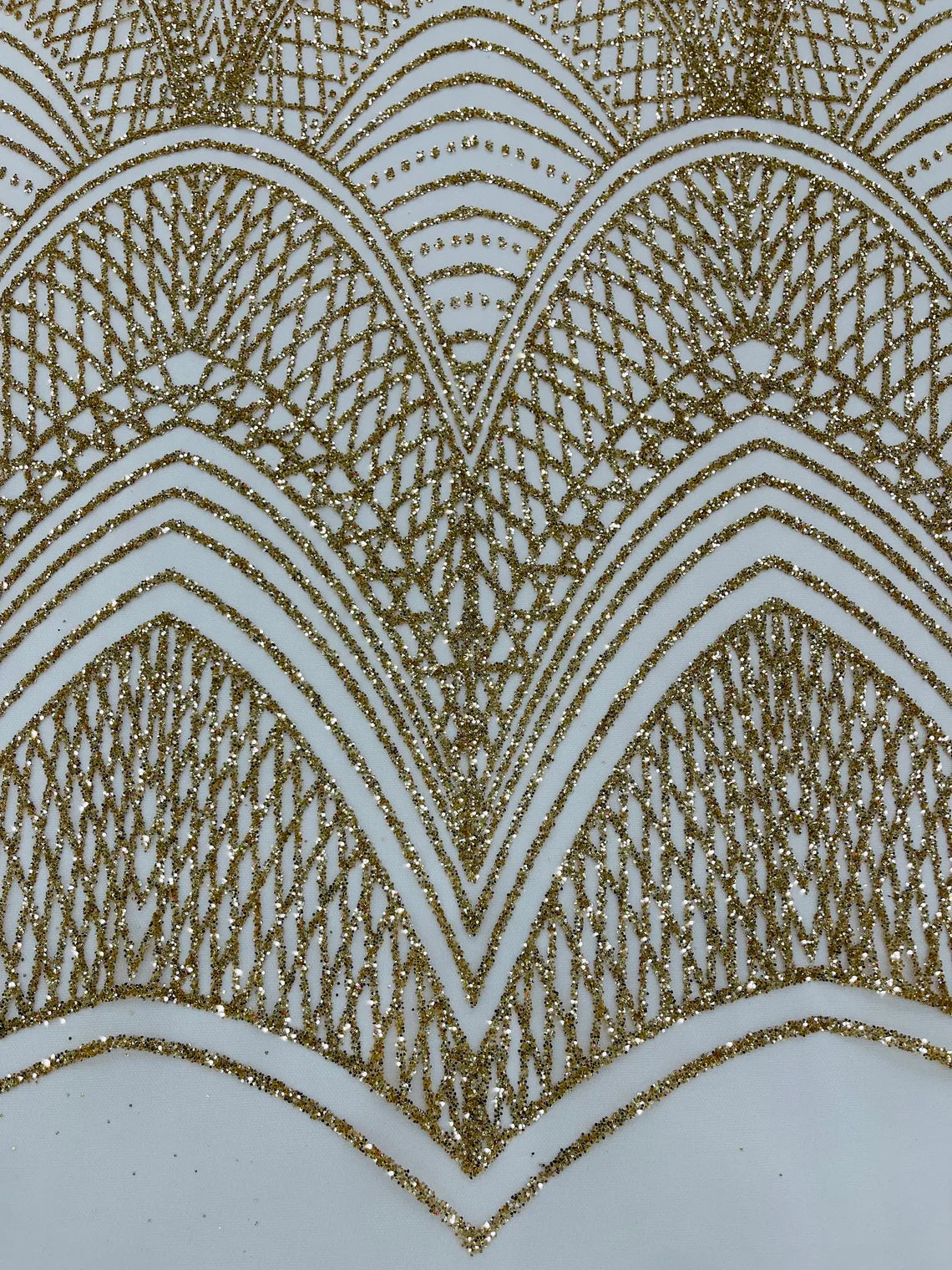Geometric Glitter Fabric - Gold - Shimmer Glitter Geometric Design Fabric By Yard