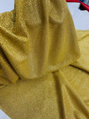 Diamond Shimmer Glitter Fabric - Gold - Sparkle Stretch Luxury Shiny Fabric By Yard