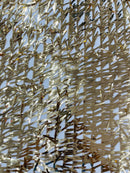 Sword Large Shiny Sequins - Gold - Hanging Iridescent Sequins On Lace Fabric By Yard