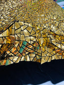 Mirror Sequins Velvet Fabric - Gold - Large Shiny Mirror Cut Sequins By Yard