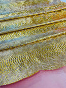 Anaconda Stretch Velvet - Gold - 58/60" Stretch Velvet Fabric with Anaconda Snake Print By Yard