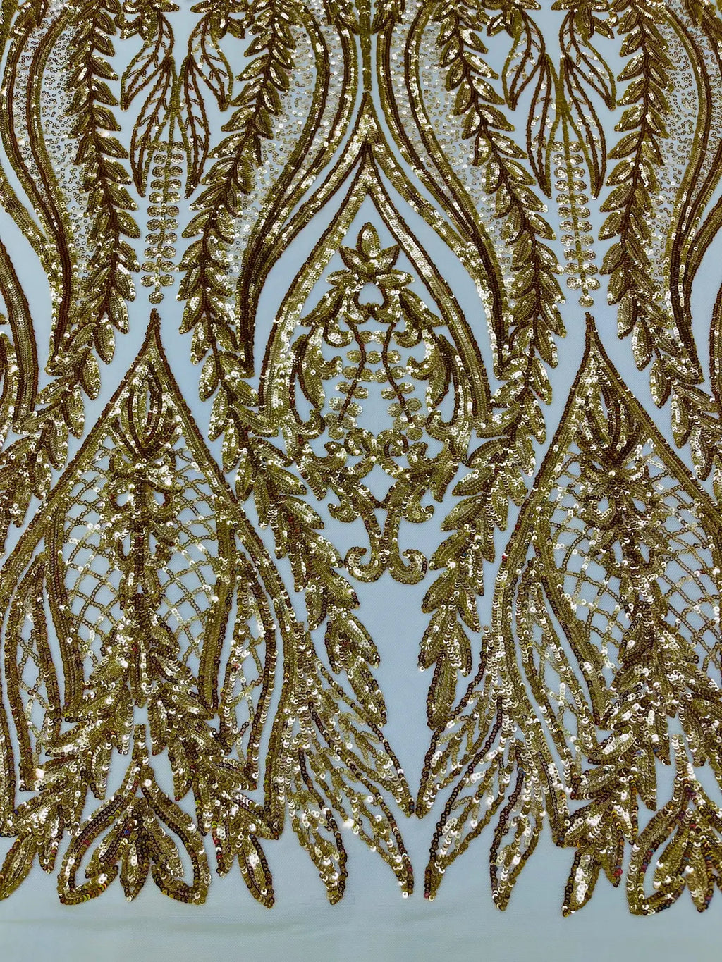 Mermaid Design Sequins Fabric - Gold - Sequins Fabric 4 Way Stretch on Mesh By Yard