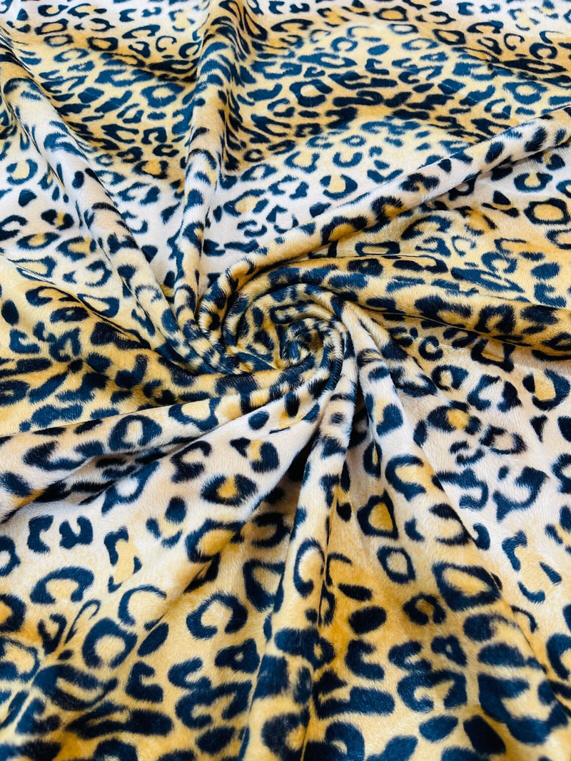 Leopard Velboa Faux Fur Fabric - Gold - Cheetah Animal Print Velboa Fabric Sold By The Yard