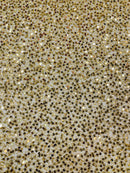 Pearl Sequins Bead Fabric - Gold - Small Beads and Sequins Embroidered on Lace By Yard