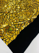Mirror Sequins Velvet Fabric - Gold - Large Shiny Mirror Cut Sequins By Yard