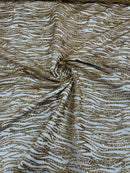 Zebra Stripe Glitter Fabric - Gold - Glitter Design Zebra Lines on Lace Fabric By Yard