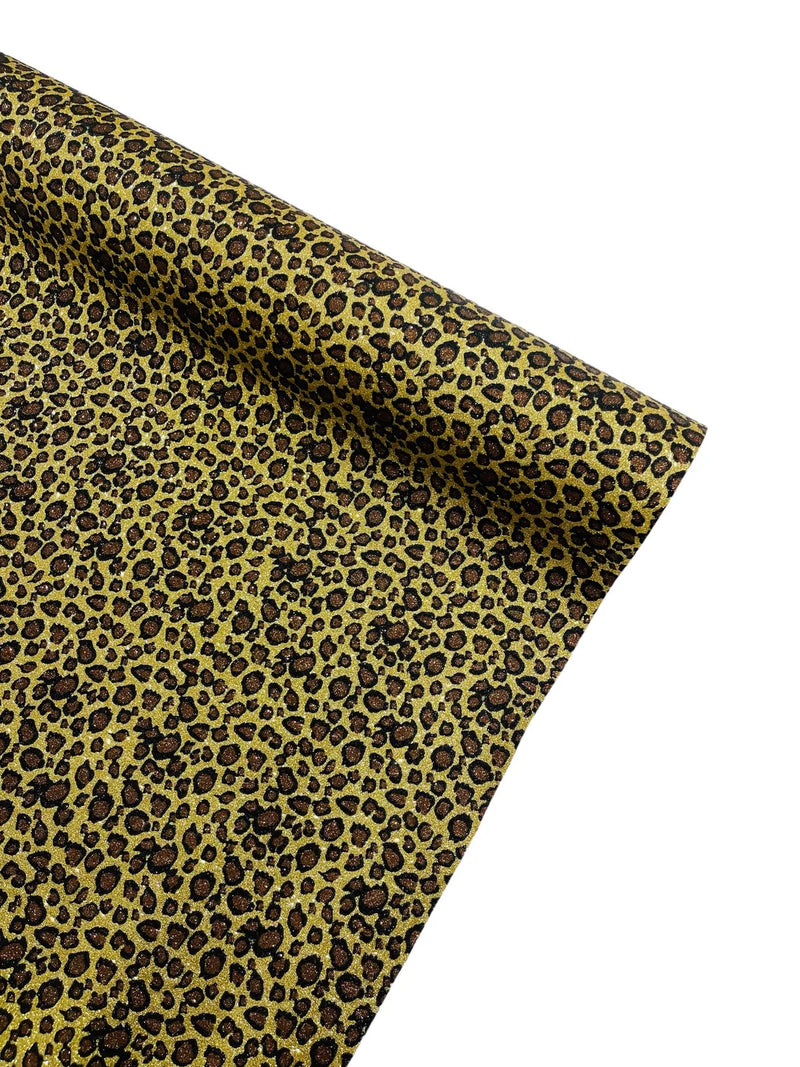 Chunky Leopard Glitter Vinyl - Gold / Brown - 54" Wide Crafting Glitter Vinyl Fabric By Yard