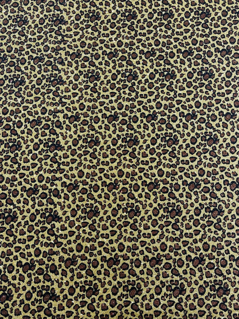 Chunky Leopard Glitter Vinyl - Gold / Brown - 54" Wide Crafting Glitter Vinyl Fabric By Yard