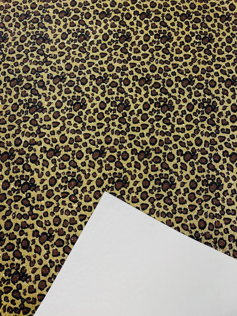 Chunky Leopard Glitter Vinyl - Gold / Brown - 54" Wide Crafting Glitter Vinyl Fabric By Yard