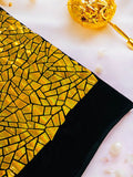 Mirror Sequins Velvet Fabric - Holographic Gold - Large Shiny Mirror Cut Sequins By Yard