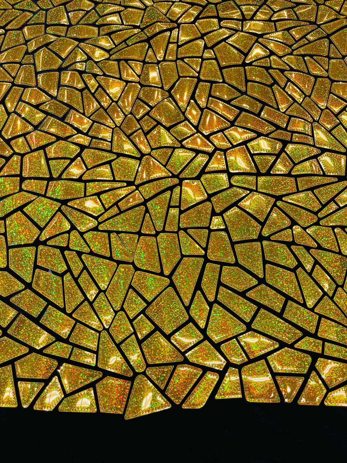 Mirror Sequins Velvet Fabric - Holographic Gold - Large Shiny Mirror Cut Sequins By Yard