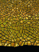 Mirror Sequins Velvet Fabric - Holographic Gold - Large Shiny Mirror Cut Sequins By Yard