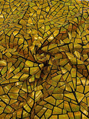 Mirror Sequins Velvet Fabric - Holographic Gold - Large Shiny Mirror Cut Sequins By Yard