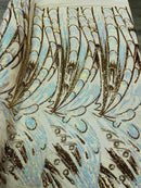 Multi-Color Sequins Design - Gold Iridescent - 4 Way Stretch Sequins Fabric By The Yard