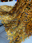 Sword Large Shiny Sequins - Gold Iridescent - Hanging Iridescent Sequins On Lace Fabric By Yard